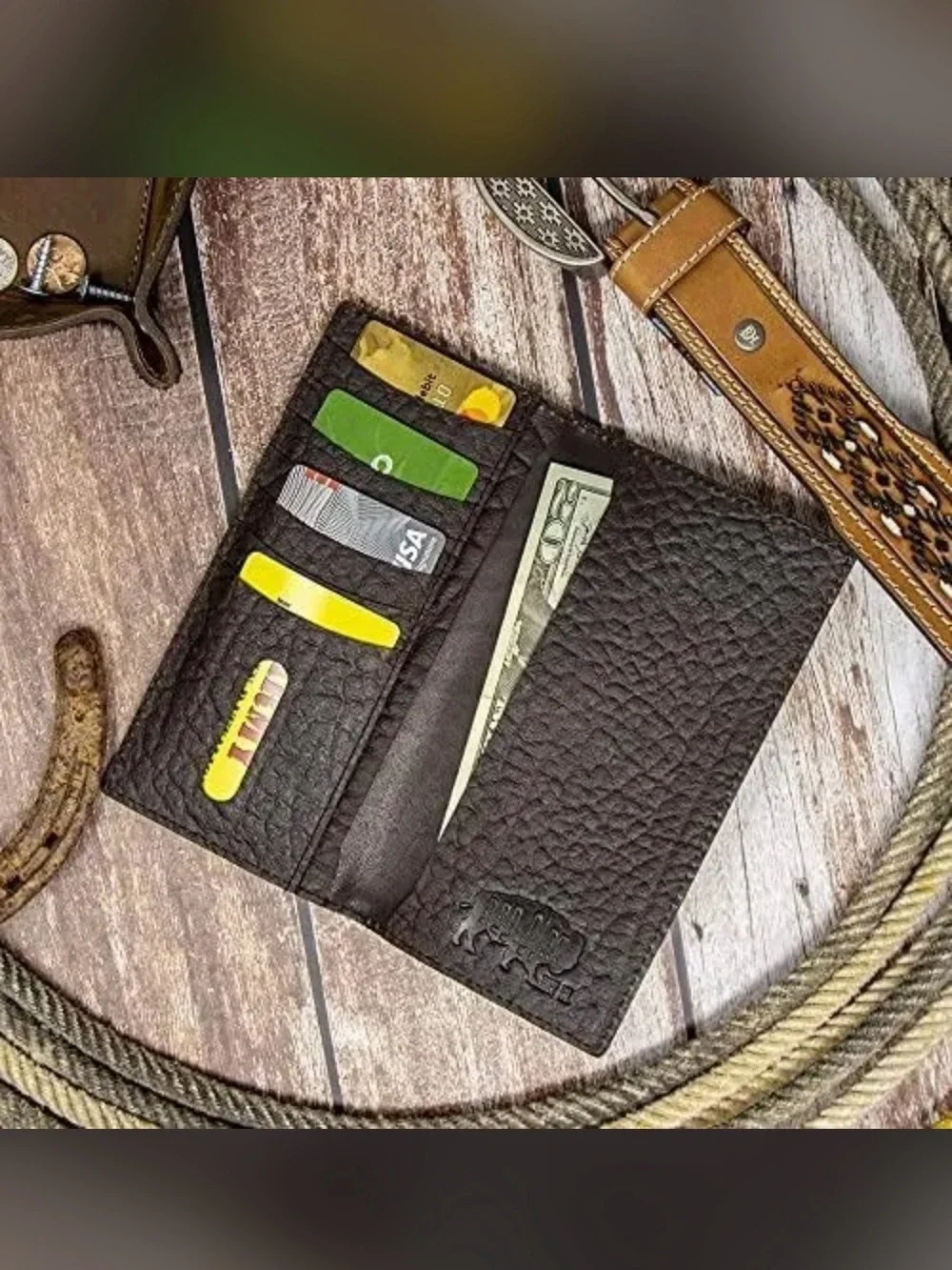 Red Dirt Hat Company Men’s Rodeo Wallet Bison Grain Leather